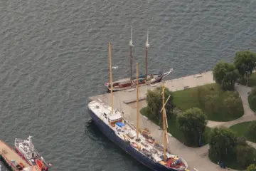 Aerial view of HTO Park on the Toronto waterfront