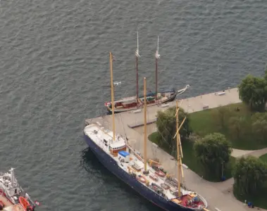 Aerial view of HTO Park on the Toronto waterfront