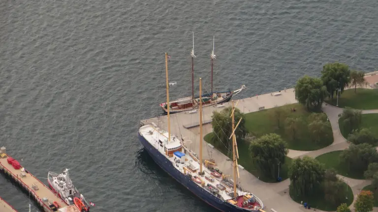 Aerial view of HTO Park on the Toronto waterfront