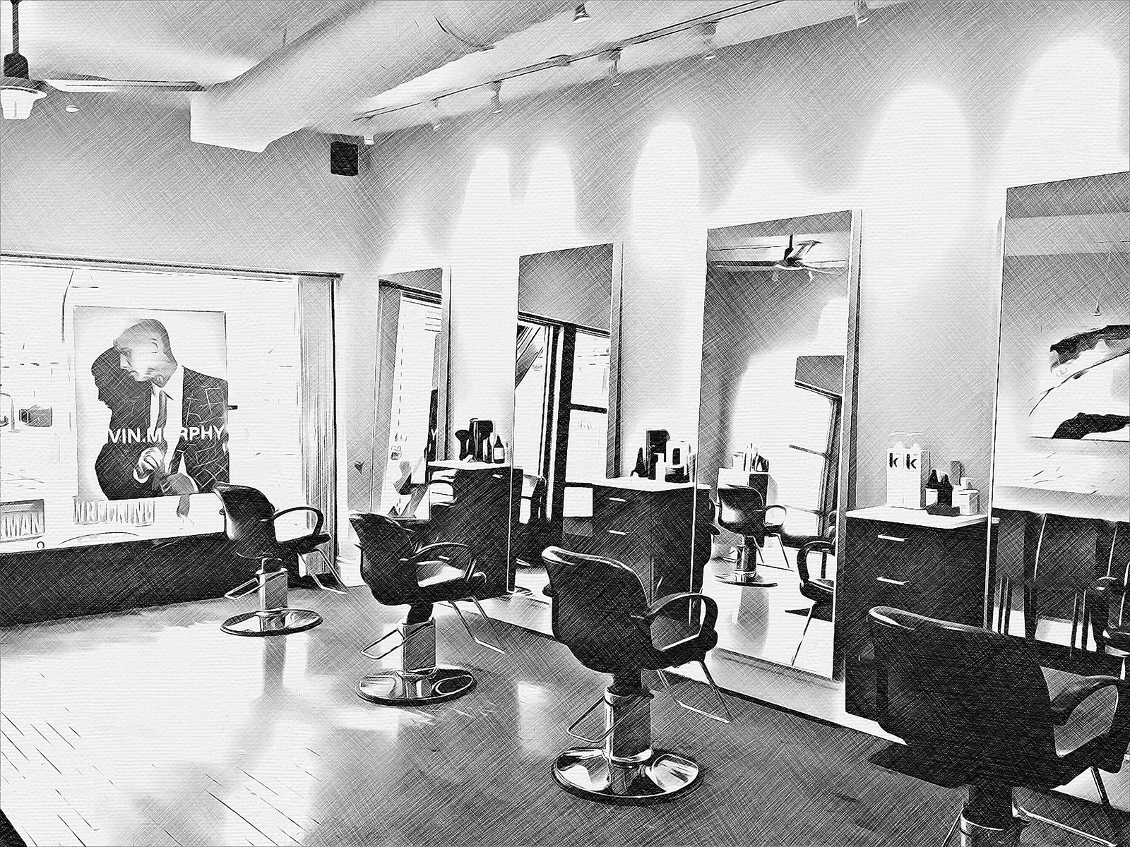 Styling chairs and large mirrors inside DSQUARE.