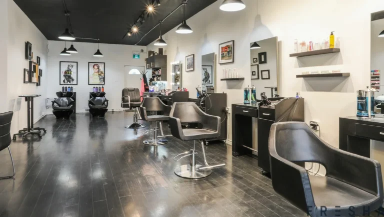 Styling chairs and mirrors inside Emerald Hair & Beauty.
