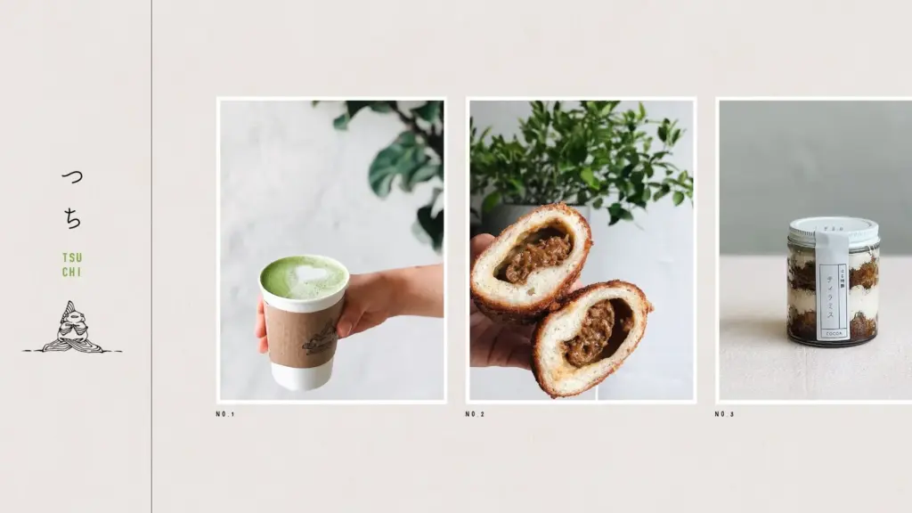 Matcha drink and filled Japanese pastry from Tsuchi Cafe in Toronto