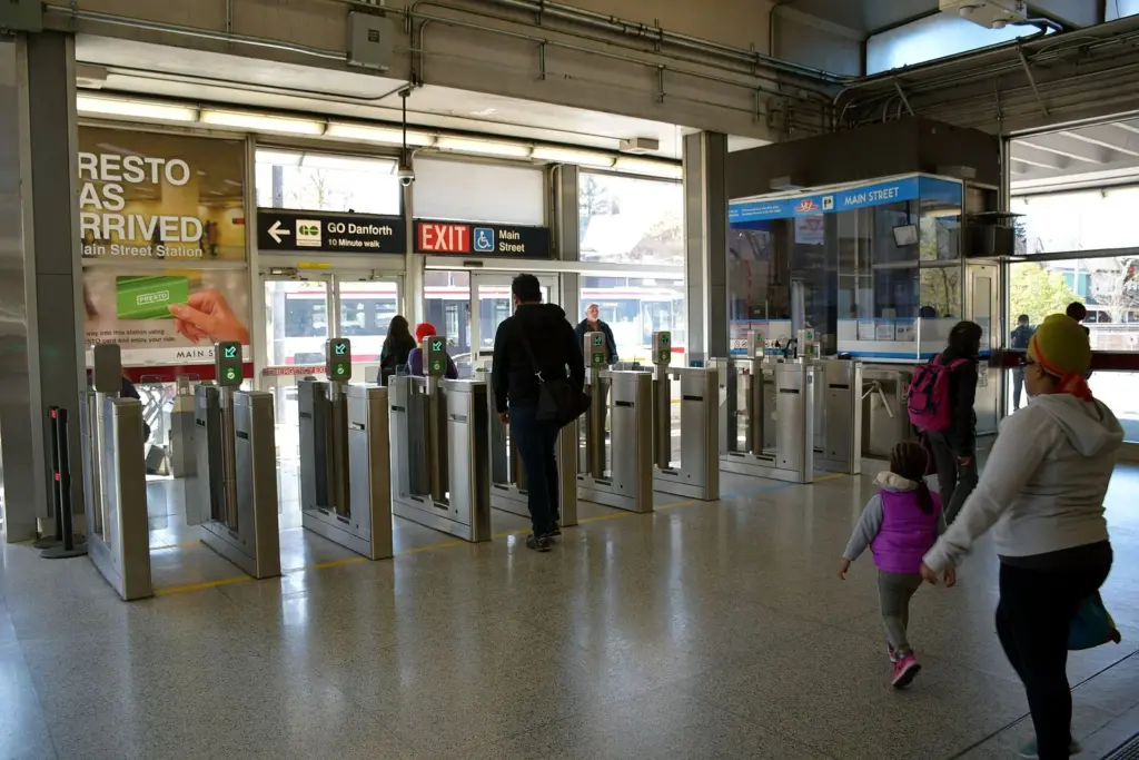 PRESTO fare gates inside Main Street Station in Toronto