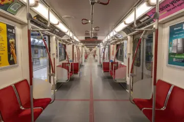 Modern TTC subway train arriving at a Toronto station platform