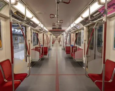 Modern TTC subway train arriving at a Toronto station platform