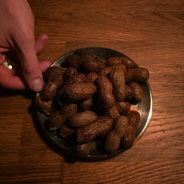 A bowl of fried snacks at Pinot Grouchio’s