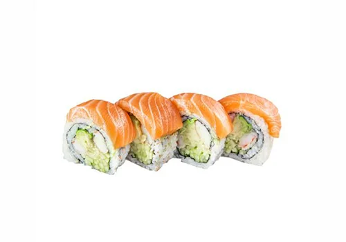 A salmon-topped roll from Goen Sushi