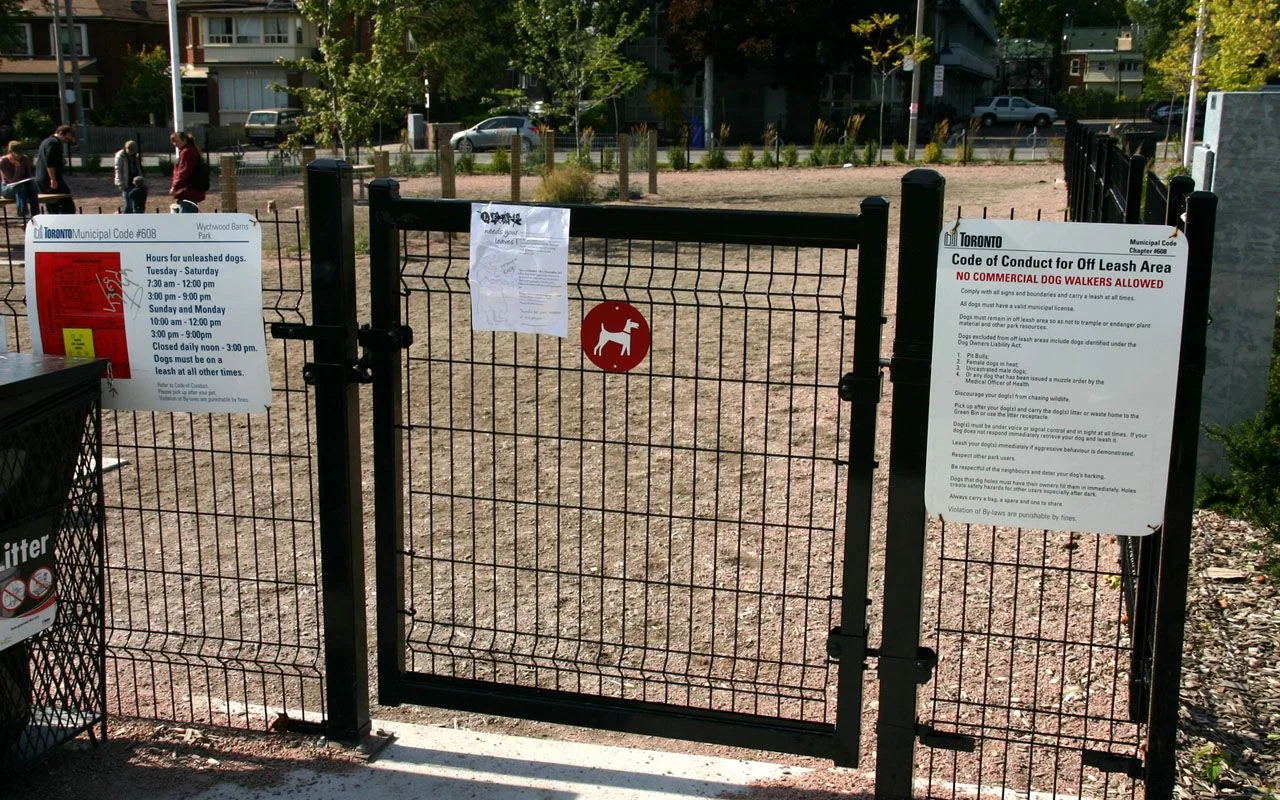 Gated entrance to Wychwood Barns Park’s dog area