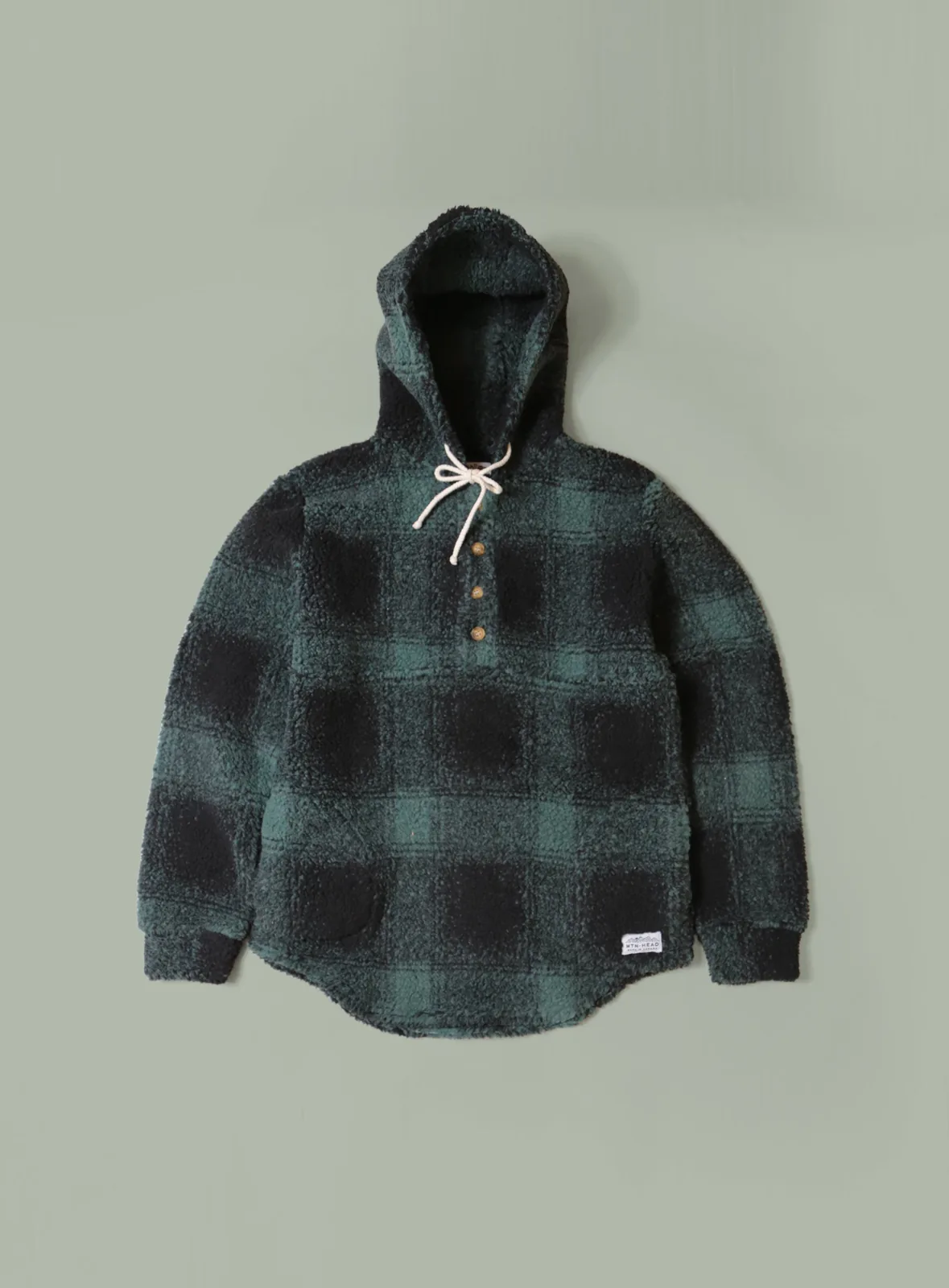 Green and black plaid hooded Muttonhead sweatshirt