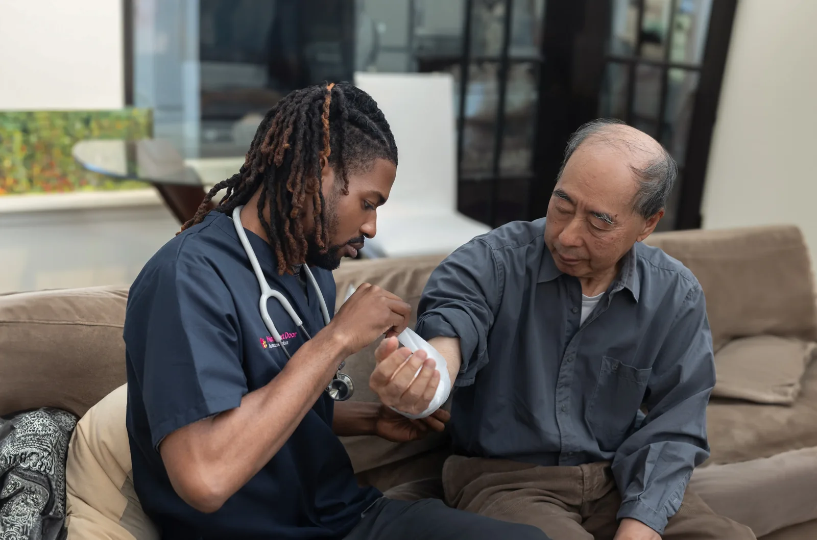 A care worker and client in Nurse Next Door's Toronto service photography