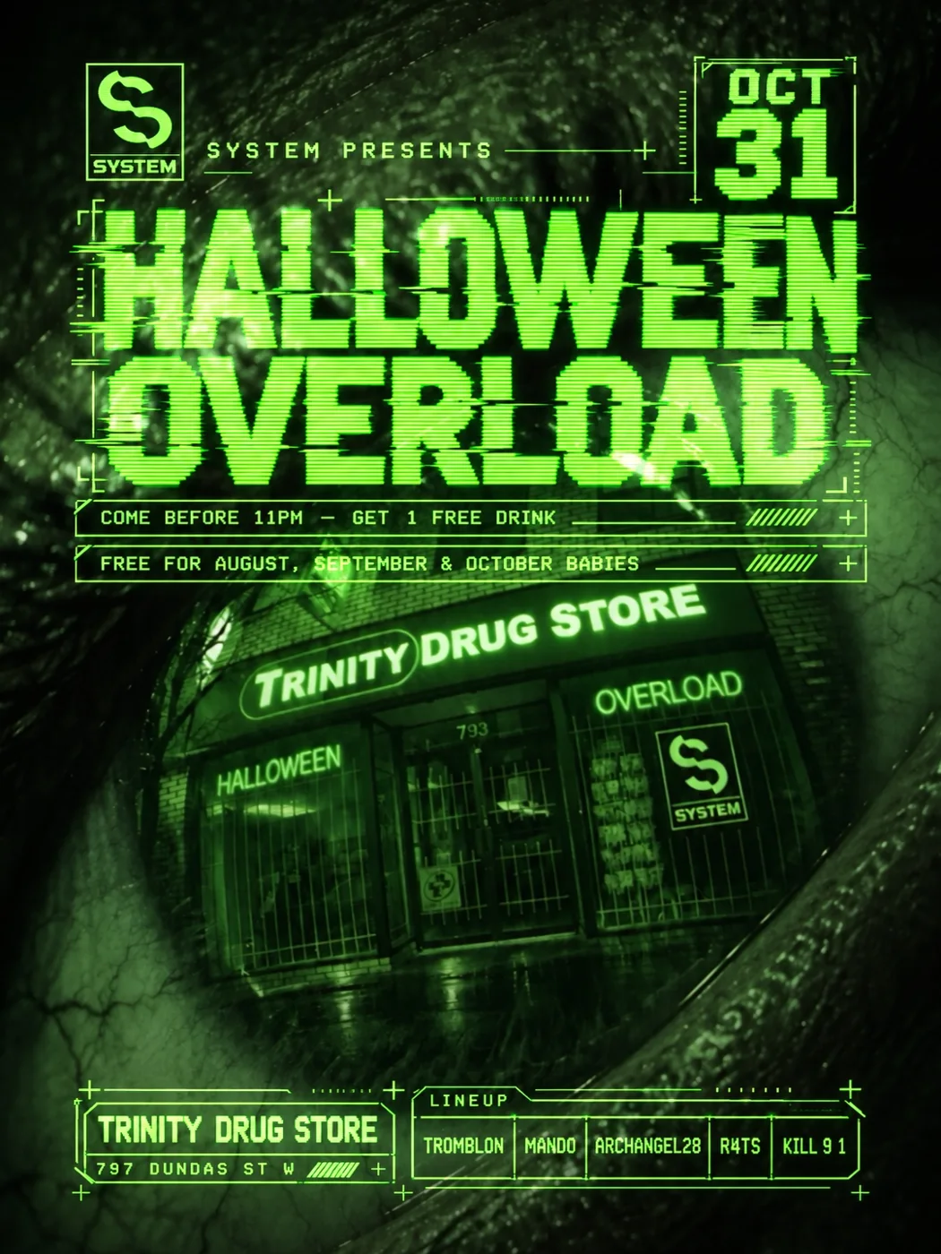 Trinity Drug Store Halloween event announcement